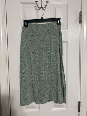 Brandy Melville Sage Green Floral Midi Skirt